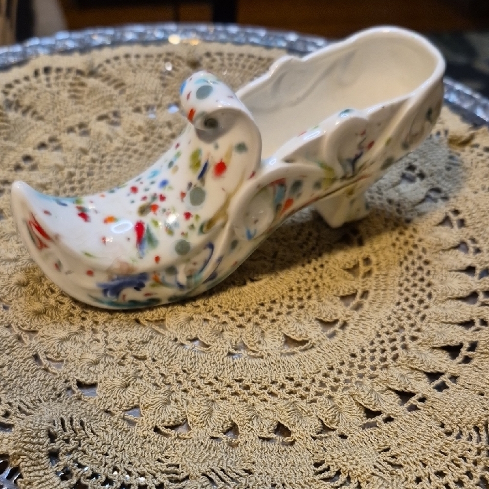 Colorful Ceramic Splatterware Shoe